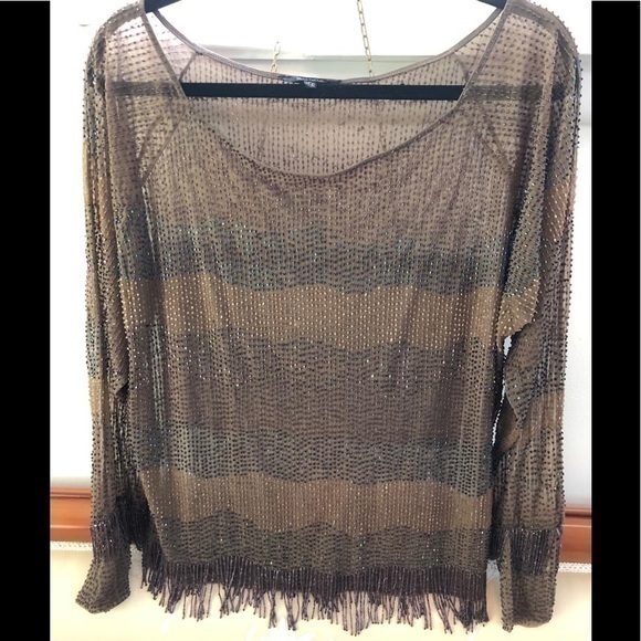 KRIZIA BEADED LONG SLEEVE TOP SIZE 44 Size Large - Picture 1 of 3